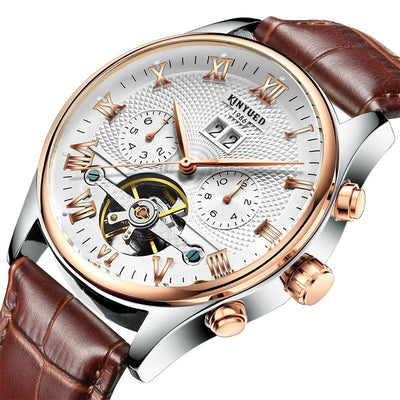Reloj Mecánico Automático KINYUED Hueco Tourbillon Lujo para Hombre
