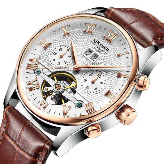 Reloj Mecánico Automático KINYUED Hueco Tourbillon Lujo para Hombre