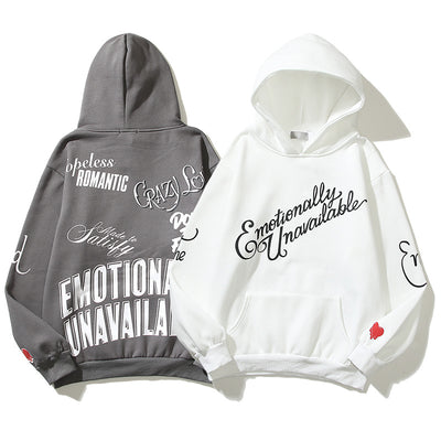 Sudadera con Capucha Retro Graffiti Alfabeto Desgastado Unisex - Image 4