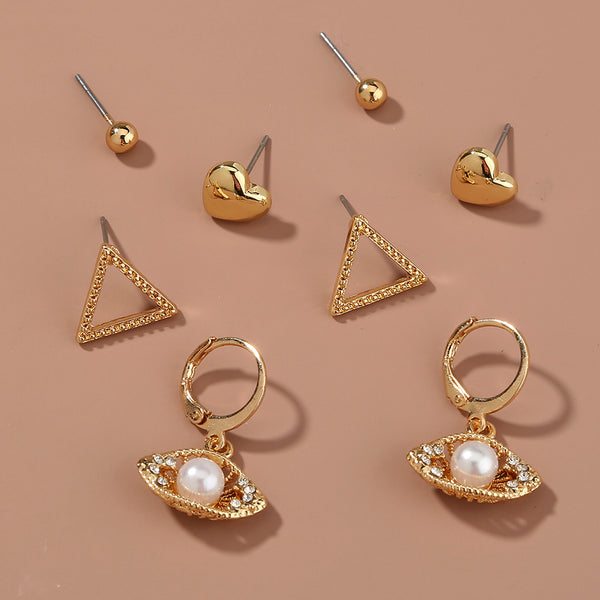 Juego de Aretes Metálicos Irregulares - Cuatro Piezas