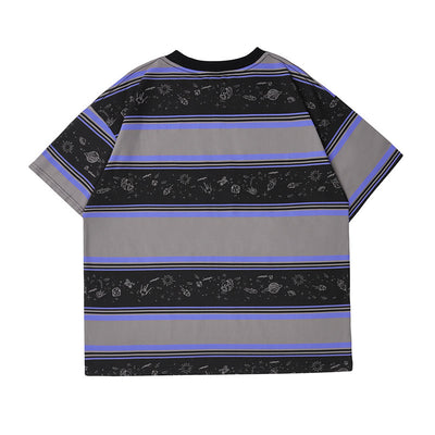 Playera Casual Holgada a Rayas para Hombre - Cuello Redondo Manga Corta - Image 7