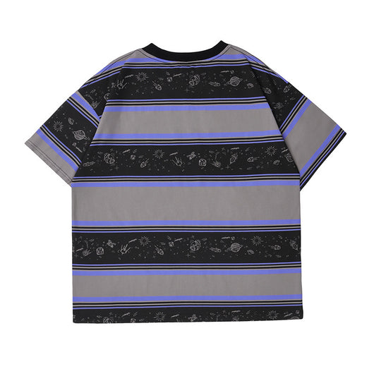 Playera Casual Holgada a Rayas para Hombre - Cuello Redondo Manga Corta - Image 7