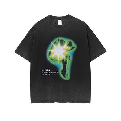 Camiseta Hip Hop Estilo Europeo Degradado Desgastado Retro Oversize - Image 11