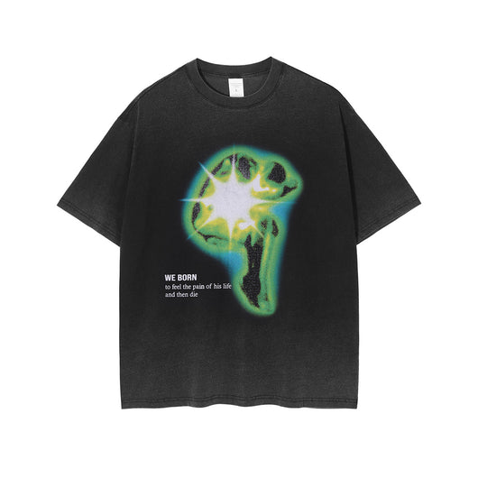 Camiseta Hip Hop Estilo Europeo Degradado Desgastado Retro Oversize - Image 11