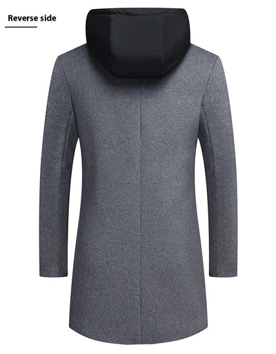 Abrigo de Lana Casual para Hombre con Gorro Desmontable - Image 24