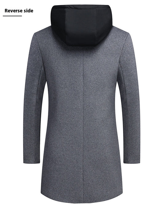 Abrigo de Lana Casual para Hombre con Gorro Desmontable - Image 24