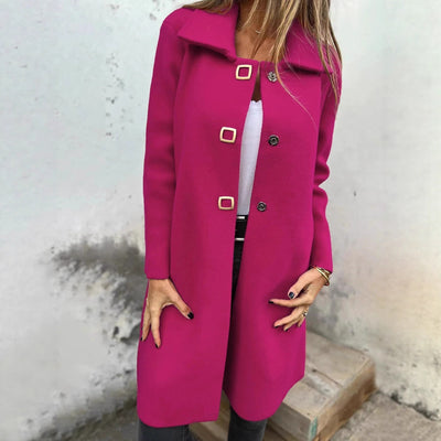 Abrigo de Lana para Mujer de Largo Medio con Diseño Cruzado Simple - Image 3