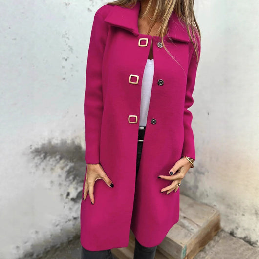 Abrigo de Lana para Mujer de Largo Medio con Diseño Cruzado Simple - Image 3