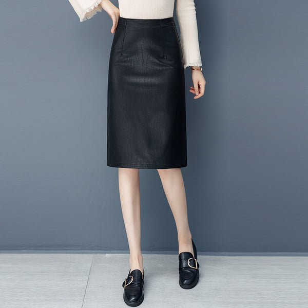 Falda de Cuero Midi para Mujer - Elegancia Clásica