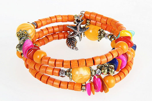 Pulsera de Madera Vintage con Cuentas Budistas y Detalles en Concha - Image 22
