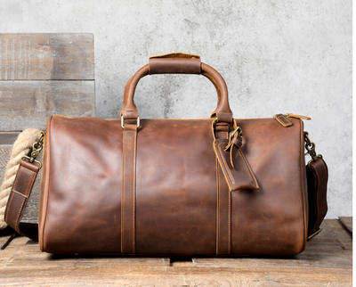 Bolsa de Viaje Retro en Cuero Genuino - Gran Capacidad para Hombre - Image 12