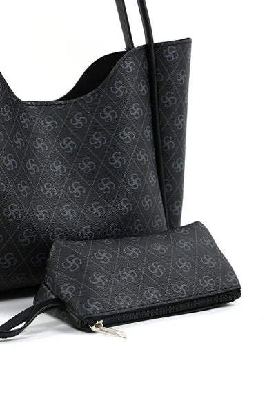 Bolso de Cuero Sintético Monogram Black SHK108 para Mujer con Billetera y Neceser - Image 4