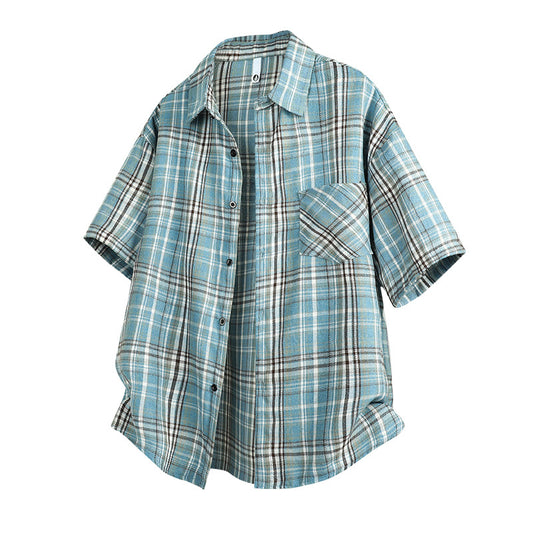 Camisa Casual de Cuadros para Hombre - Manga Corta