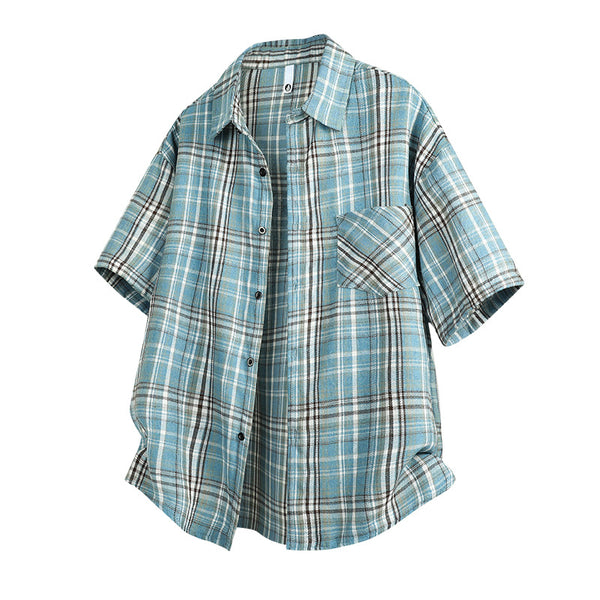 Camisa Casual de Cuadros para Hombre - Manga Corta