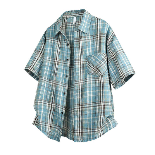 Camisa Casual de Cuadros para Hombre - Manga Corta