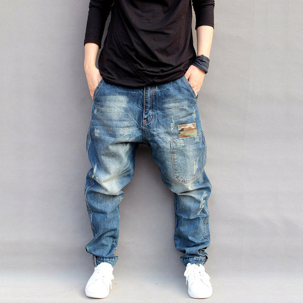 Pantalones Casuales Holgados con Múltiples Bolsillos - Jeans Lavados Talla Grande