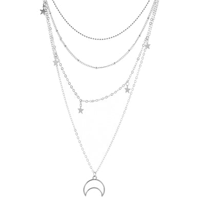 Collar de Moda Versátil con Colgante Estrella de Cinco Puntas y Luna Creciente - Image 3