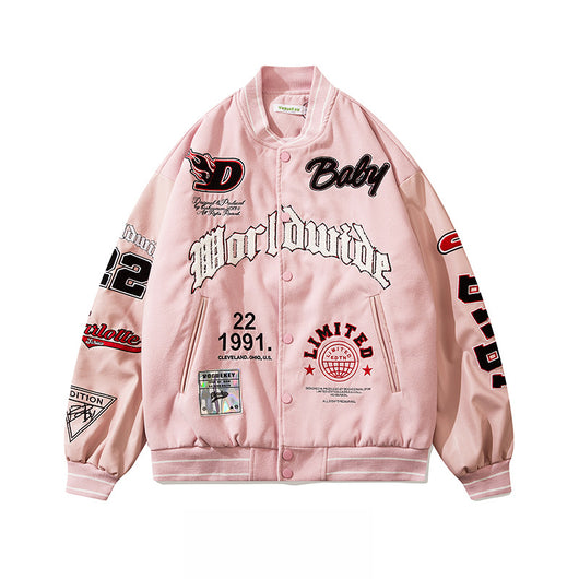 Chaqueta Beisbolera Holgada con Bordado de Letras para Hombre - Image 10