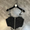 Blusa Negra Tipo Tank con Lazada y Cierre en los Hombros