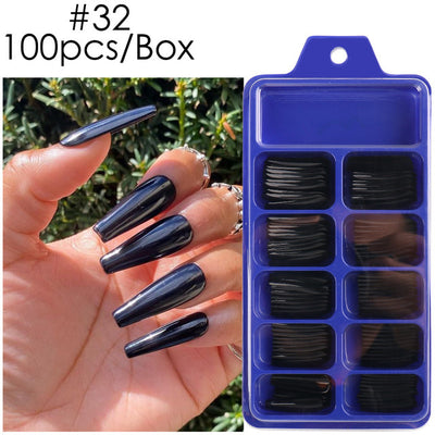 Uñas Postizas de Pasta Completa con Durabilidad Extendida - Acabado Ballet Azul - Image 67