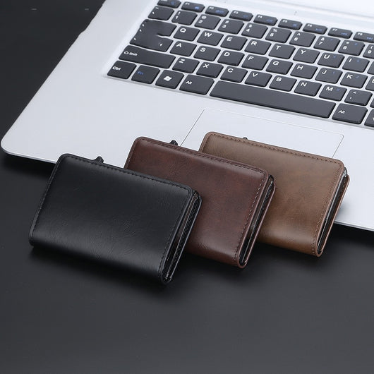 Billetera Protectora de Cuero Crazy Horse Anti-RFID para Hombre
