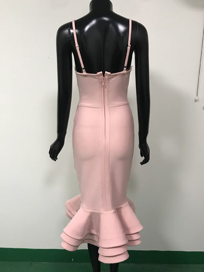 Vestido de Noche Escote Profundo Ajustado Tipo Bandage - Image 7