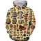 Sudadera Hoodie Suelta Estampada con Diseño de Hongos para Hombre