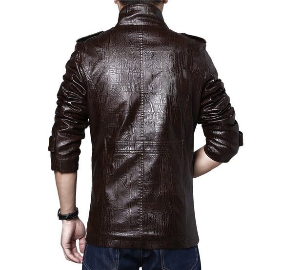 Chaqueta de Cuero Slim Grueso Estilo Coreano