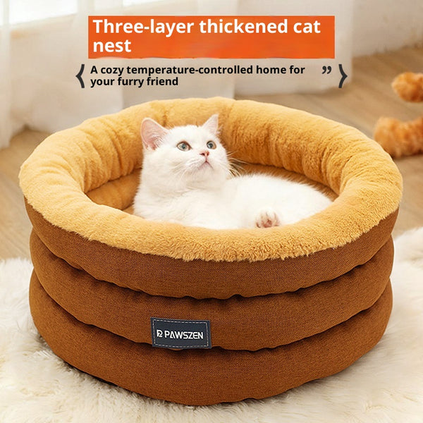 Cama Redonda para Mascotas Acolchada Invierno Tamaño Grande