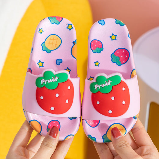 Pantuflas Infantiles de Fresa con Suela Antideslizante - Comodidad Suave para el Verano
