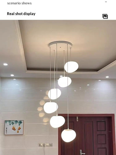 Lámpara de Araña Colgante de Cristal Cremoso para Escaleras de Doble Altura - Image 27