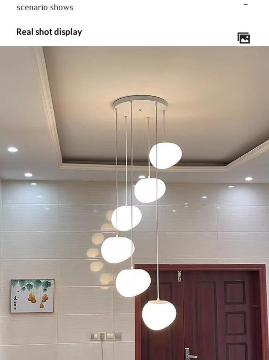 Lámpara de Araña Colgante de Cristal Cremoso para Escaleras de Doble Altura - Image 27