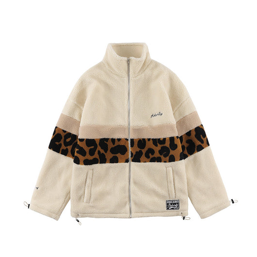 Abrigo de Lana de Cordero Hombre Estampado Leopardo - Corte Holgado y Cálido - Image 4