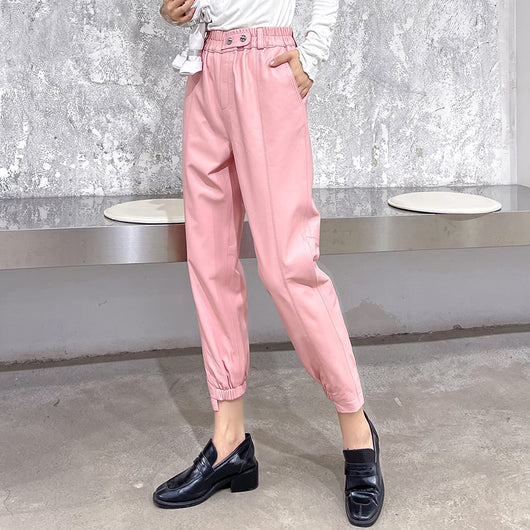 Pantalones Harem de Cuero Elásticos con Temperamento Femenino - Image 6