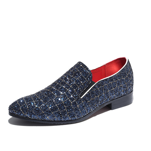 Zapatos de Charol Puntiagos con Lentejuelas y Detalles Reflectantes para Escenario