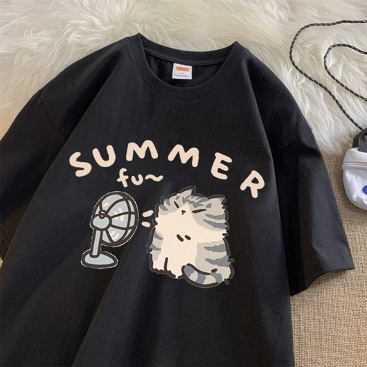 Playera Unisex de Algodón Puro con Estampado de Gatito - Image 4