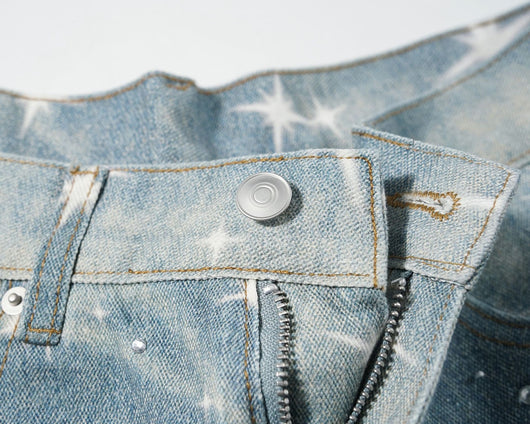Jeans Sueltos Estampados XINGX con Efecto Apilado para Mujer - Image 10