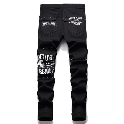 Jeans Hip Hop Patchwork Micro-Elasticados Corte Recto para Hombre - Image 10