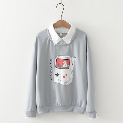 Suéter Estudiantil Bipieza para Mujer con Solapa Estampada - Image 3