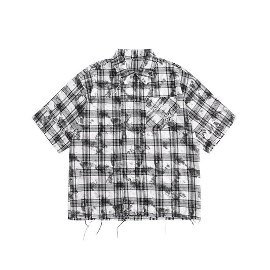 Camisa Cuadros Retro Oversize Manga Corta