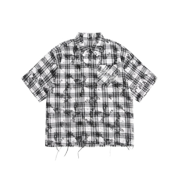 Camisa Cuadros Retro Oversize Manga Corta