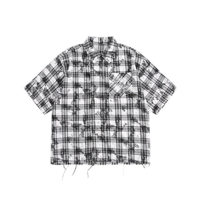 Camisa Cuadros Retro Oversize Manga Corta