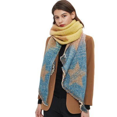 Chal Cálido Mujer Tejido Jacquard Combinado Otoño Invierno XINGX - Image 5