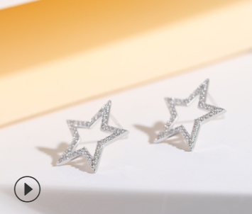 Aretes de Plata Esterlina con Estrella de Cinco Puntas - Diseño Japonés y Coreano - Image 3