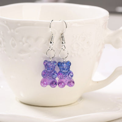 Aretes de Resina Bicolor con Brillo Estilo Cartoon - Diseño Europeo y Americano - Image 3