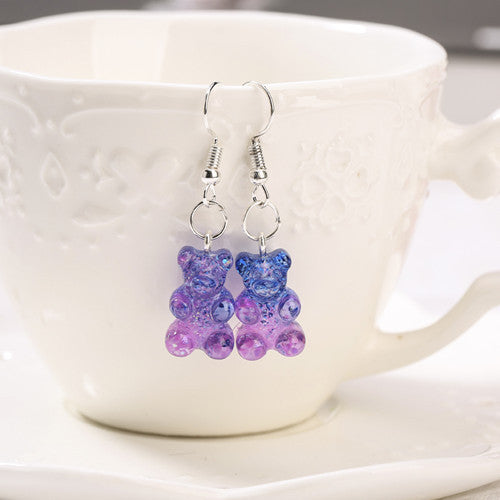 Aretes de Resina Bicolor con Brillo Estilo Cartoon - Diseño Europeo y Americano - Image 3