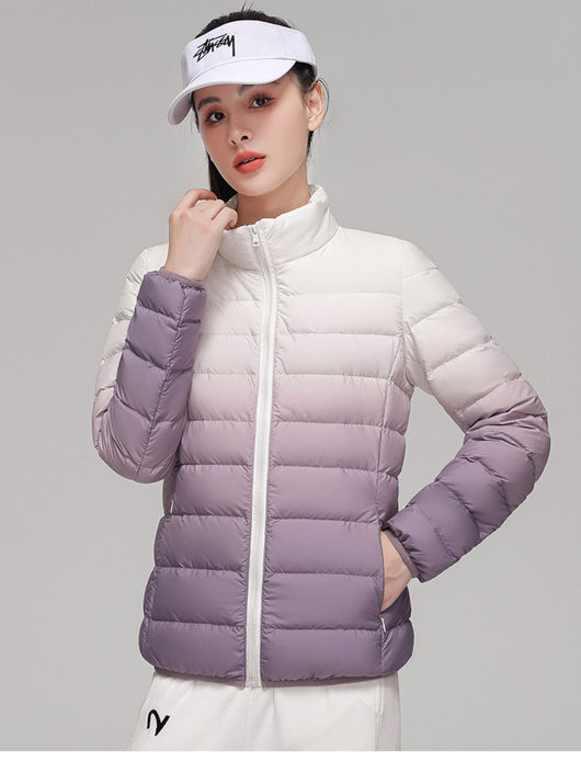 Chaqueta Acolchada Mujer Degradado Cuello Alto Elegante - Image 22