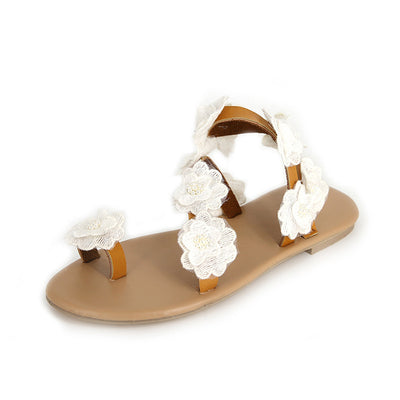 Sandalias Planas de Moda con Flores PU - Tallas Grandes para Mujer - Image 2