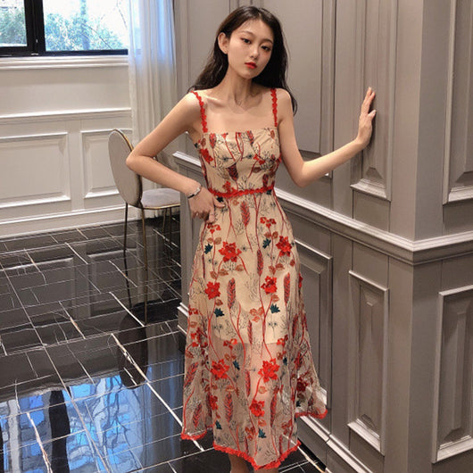 Vestido Largo Floral Coreano con Encaje y Detalles en Espinas - Image 18
