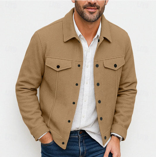 Abrigo de Lana Casual para Hombre con Solapa Elegante